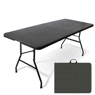 Table en plastique pliable style imitation de rotin Table de pique-nique portable légère
