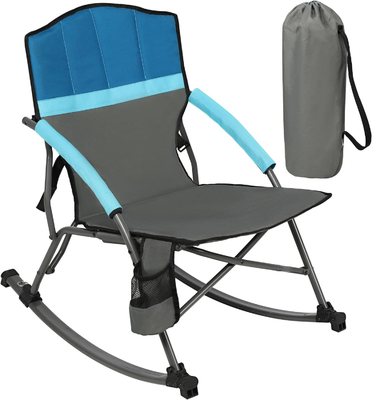Dos haut appuis-bras durs Chaise de camping Portable et support d'oscillation 130 kg Dos en maille noire
