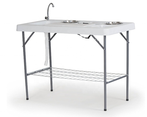 Table à filets de poisson pliable pour camping en plein air avec évier et cadre en aluminium