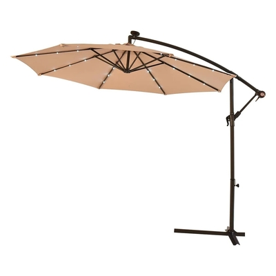 Couleur personnalisée de l'ameublement d'extérieur Ombrelle à manivelle à main de 2,7 M avec parapluie en fer à LED