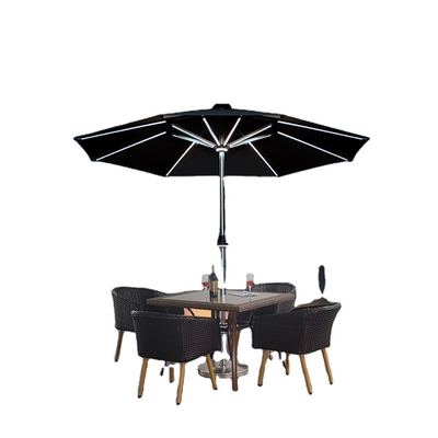 Général de style européen énergie solaire USB parapluie en acier rechargeable avec 3 LED