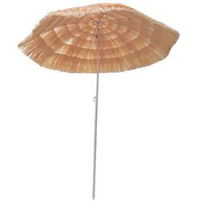 Contrôle manuel Soleil de plage de paille de paille de patio panoramique parapluies pliantes de bois parapluie en fer