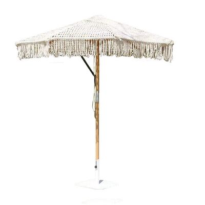 Général 2,5 mm Poteaux en bois de style européen Bohême Terylène coton Beach Parapluie en bois