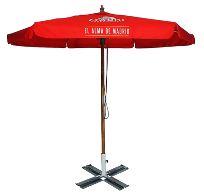 Parapluie droite avec système de levage ouvert et en bois sur mesure