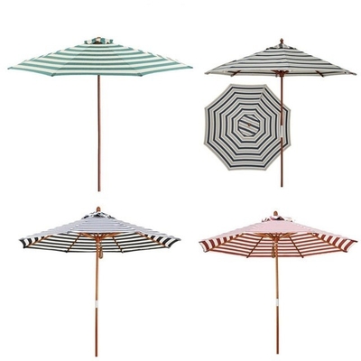 Contrôle manuel Parapluie en bois à rayures de couleur avec parapluie étanche et côtes de 10*15 mm