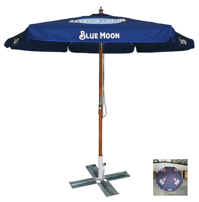 Parapluie extérieure 2.5M Marine bleu parapluie en bois avec cadre en bois droit et logo personnalisé